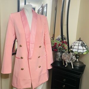 Zara Elegant Pink Double-Breasted Women's Blazer